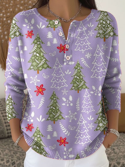 Women's Christmas Sweater Button Front