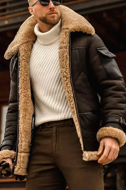 Men's Leather Jacket Camel Brown - 
Fashinoza