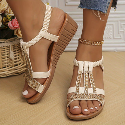 Women's Rhinestone Sandals Woven