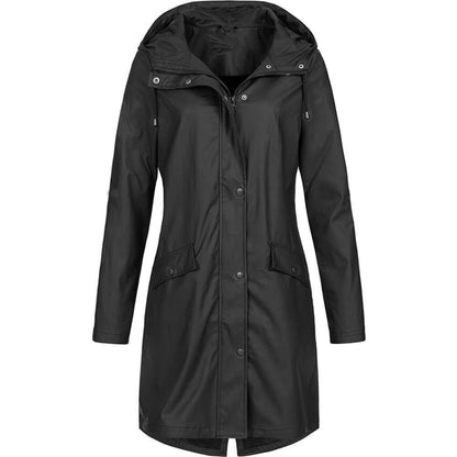 Women's Waterproof Raincoat Lightweight Breathable Black - Fashinoza
