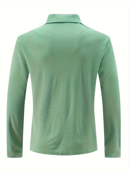 Men's Long Sleeve Polo Shirt Cotton