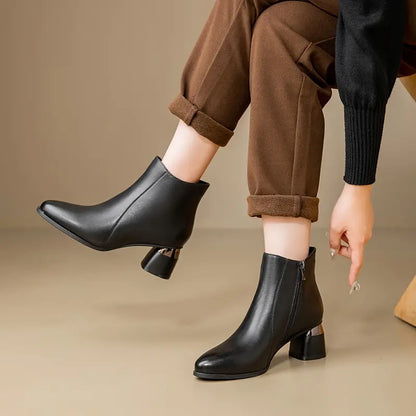 Women's Ankle Boots Block Heel Rounded Toe