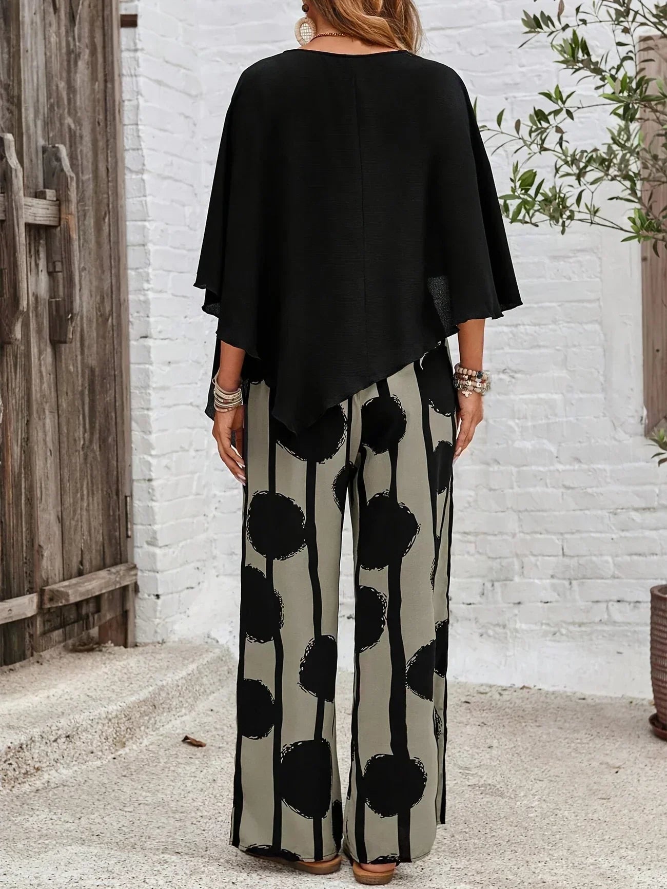 Women's Batwing And Wide Leg Pants Set