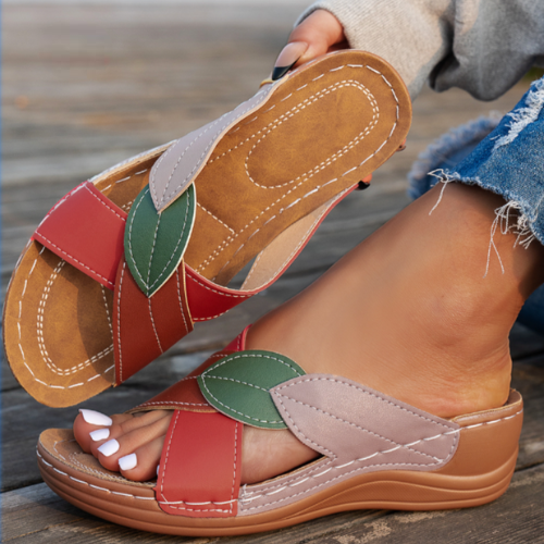 Women's Colorblock Wedge Sandals Open Toe