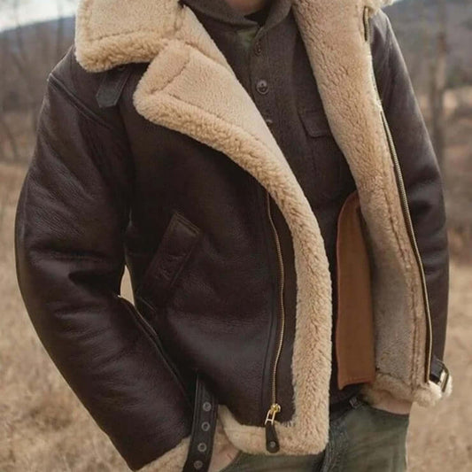 Sheepskin Flying Jacket Shearling Tan - Fashinoza