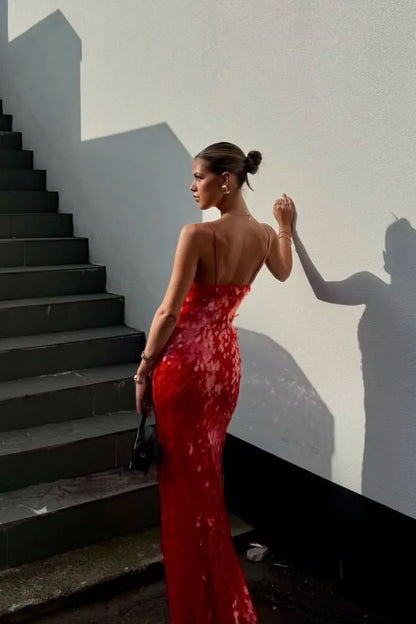 Women's Backless Sequin Dress For Wedding Guest