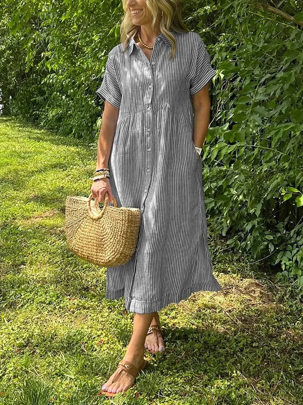 Women's Striped Button Front Dress