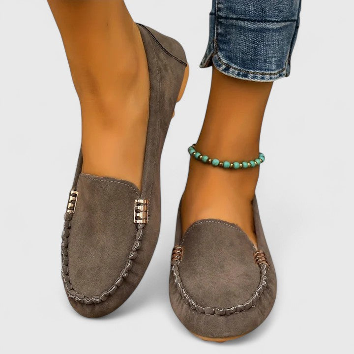 Women's Suede Slip-On Loafers Flat Moccasin Shoes