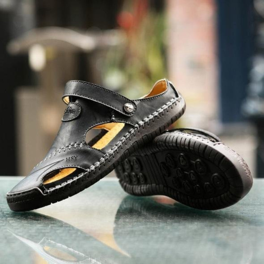 Men's Leather Sandals Breathable - Fashinoza
