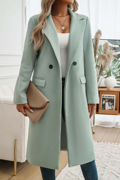 Women's Double Breasted Long Coat Warm Wool Winter