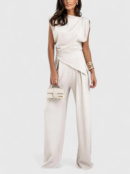 Women's Wide Leg Pants Two-Piece Set - Fashinoza