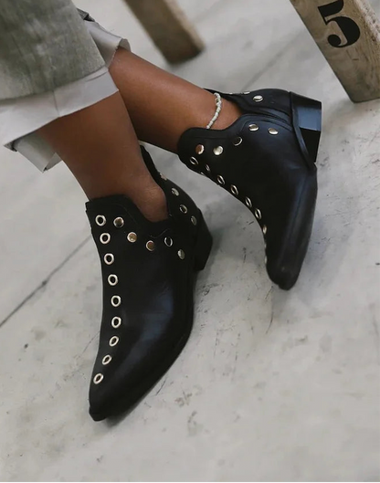 Women's Studded Pointed Boots - Fashinoza