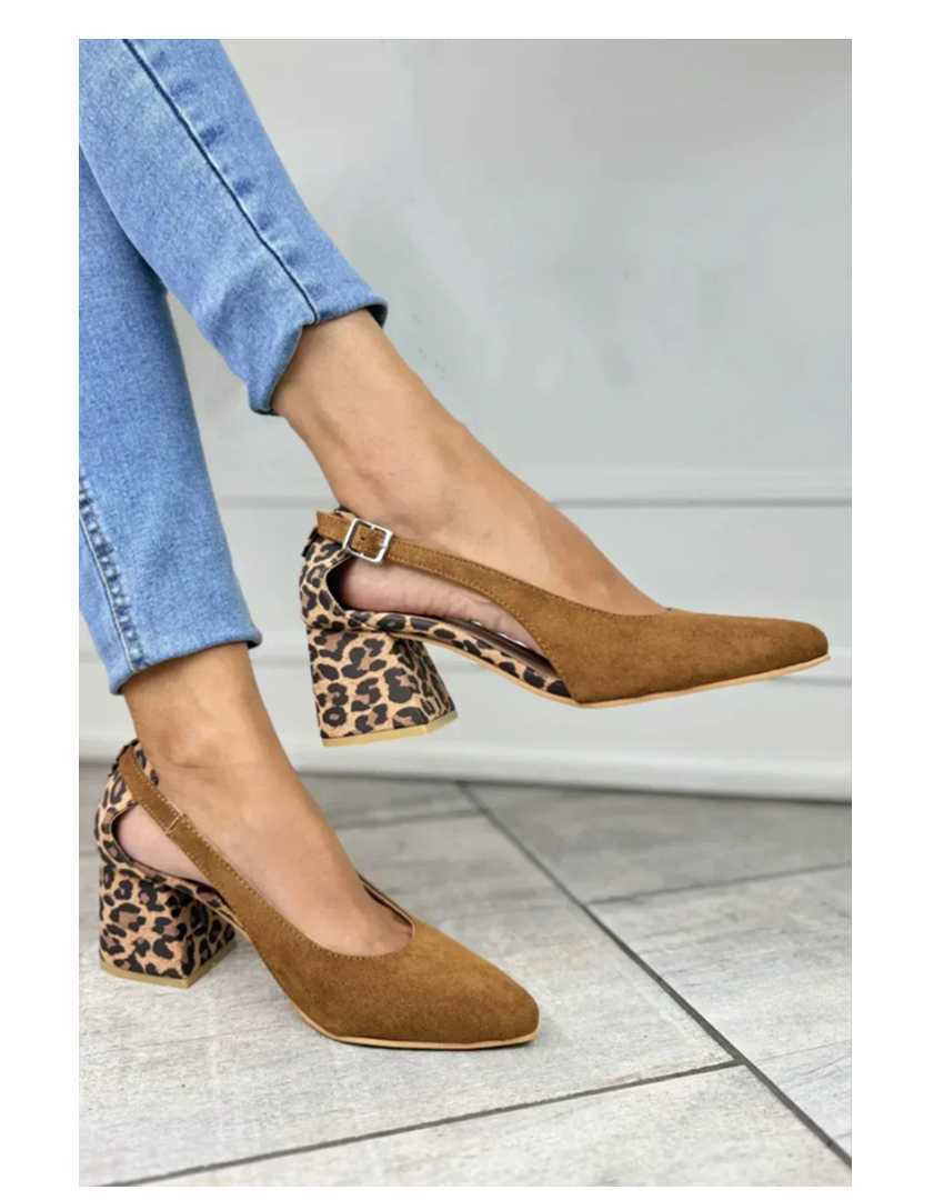 Women's Leopard Slingback Shoes - Fashinoza