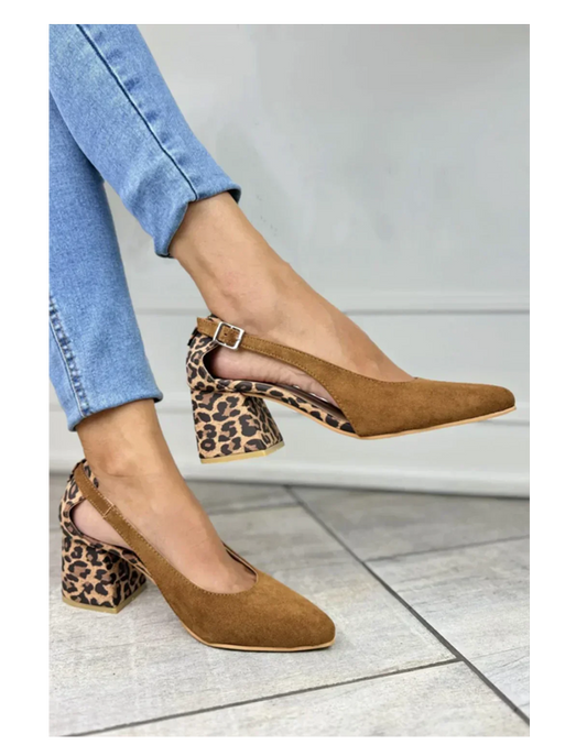 Women's Leopard Slingback Shoes - Fashinoza