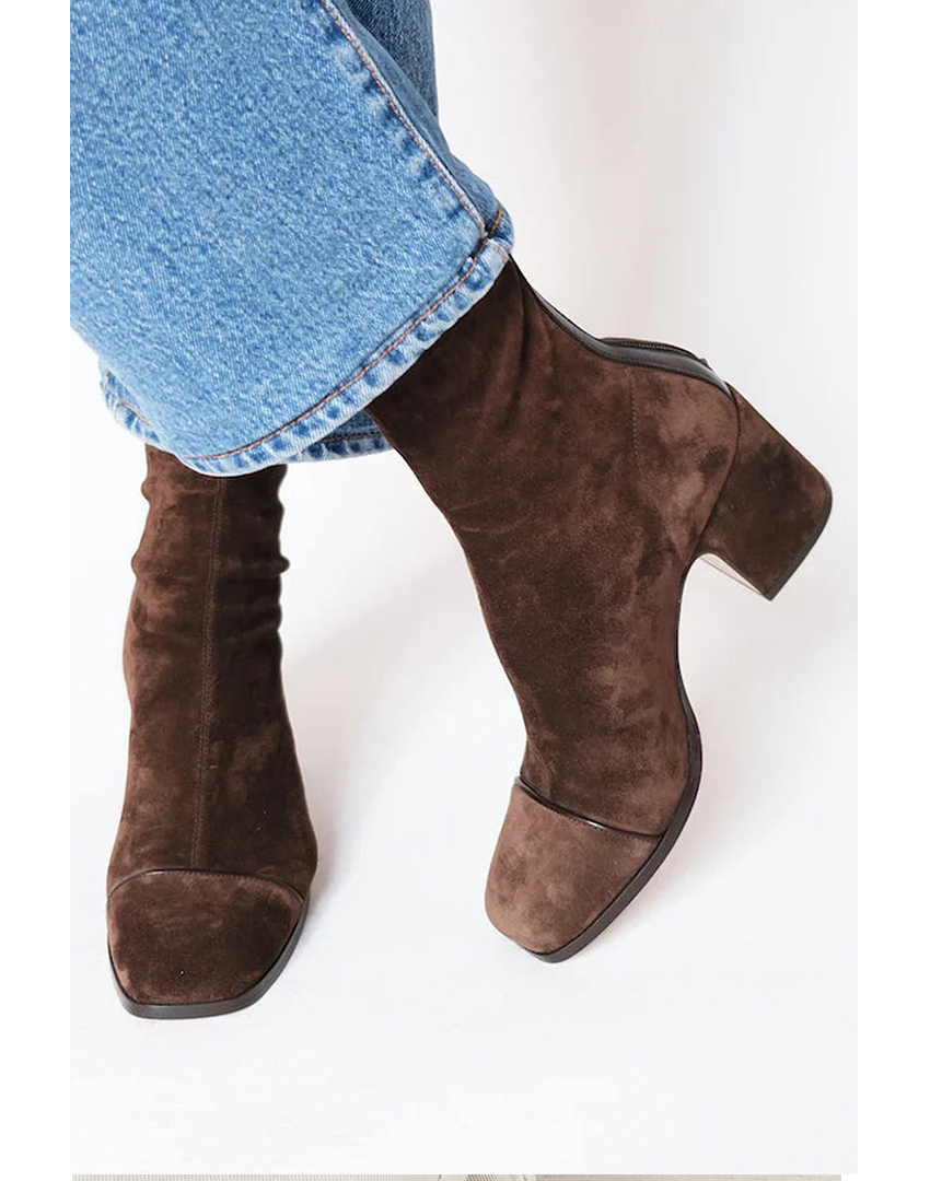 Women's Square Toe Block Heel Boots - Fashinoza