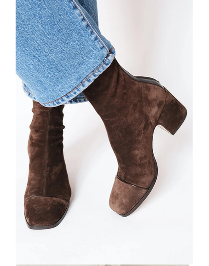 Women's Square Toe Block Heel Boots - Fashinoza