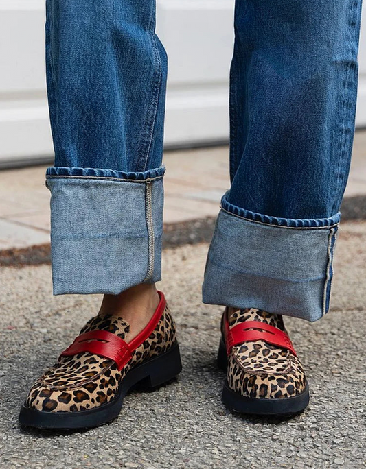 Women's Platform Loafers Patterned Strap - Fashinoza