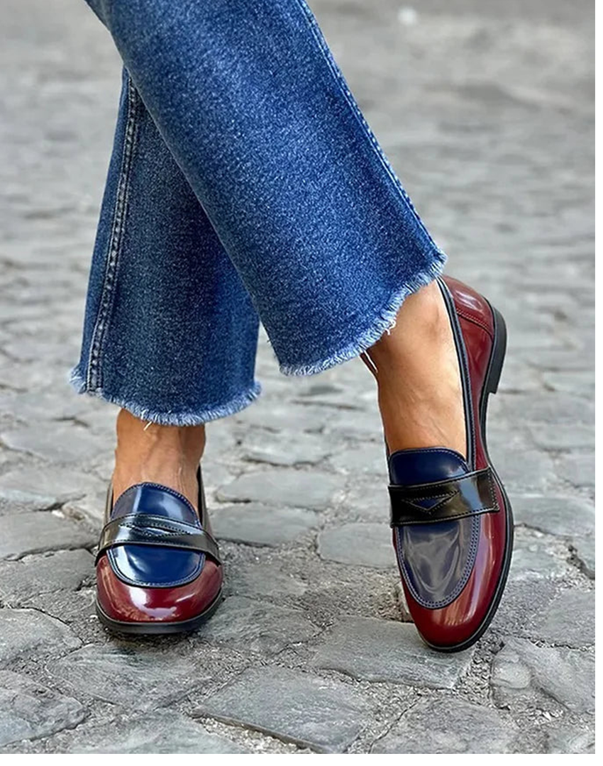 Women's Two-Tone Penny Loafers - Fashinoza