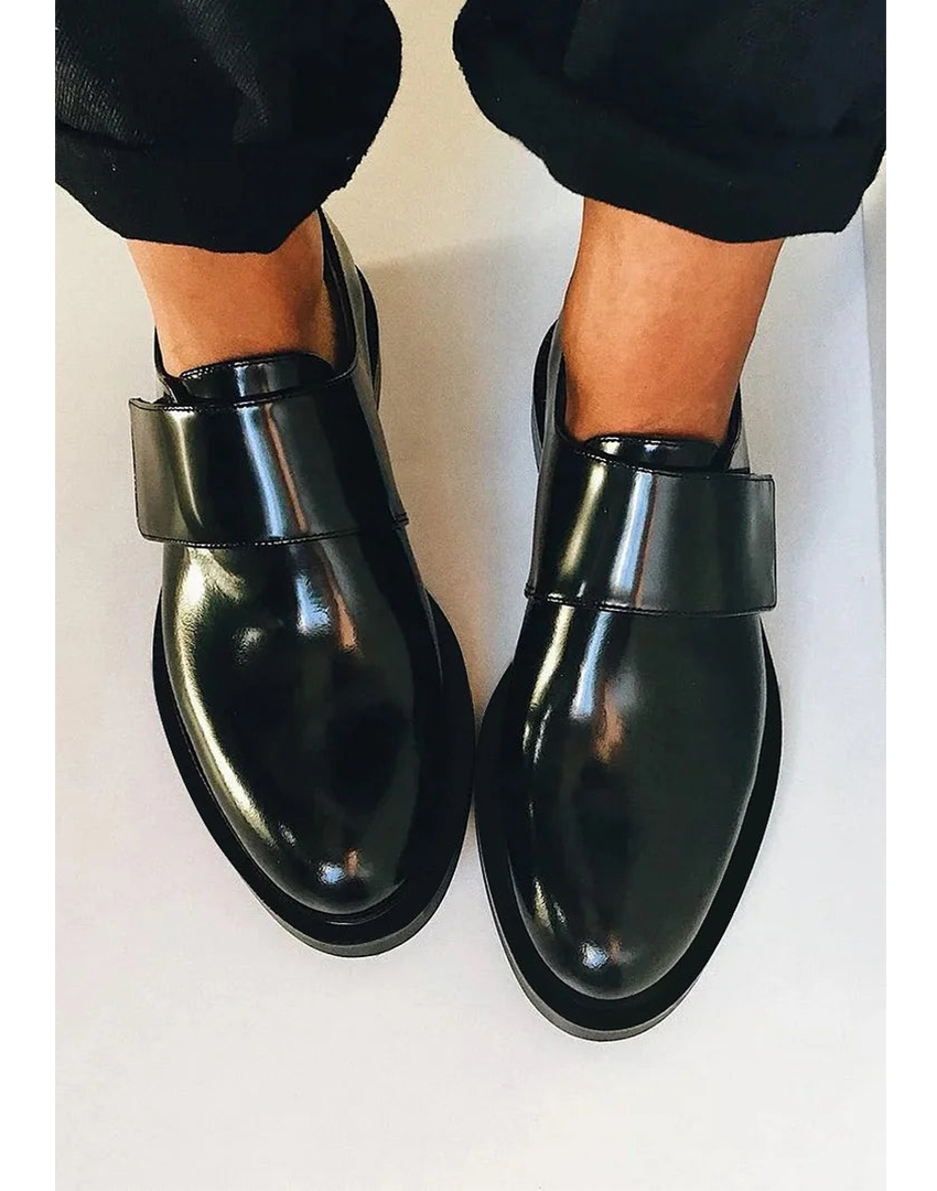 Women's Slip-On Loafers Wide Strap Style - Fashinoza