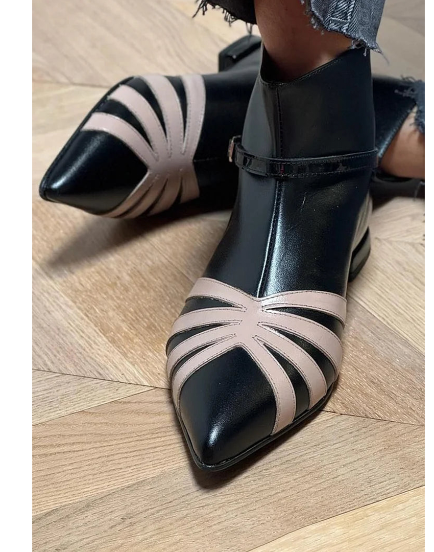 Women's Pointed Ankle Boots Geometric Design - Fashinoza