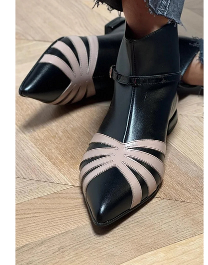 Women's Pointed Ankle Boots Geometric Design - Fashinoza