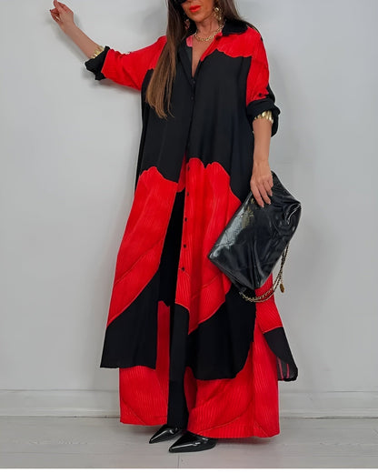 Women's Wide Leg Pants Outfit Set Button Front