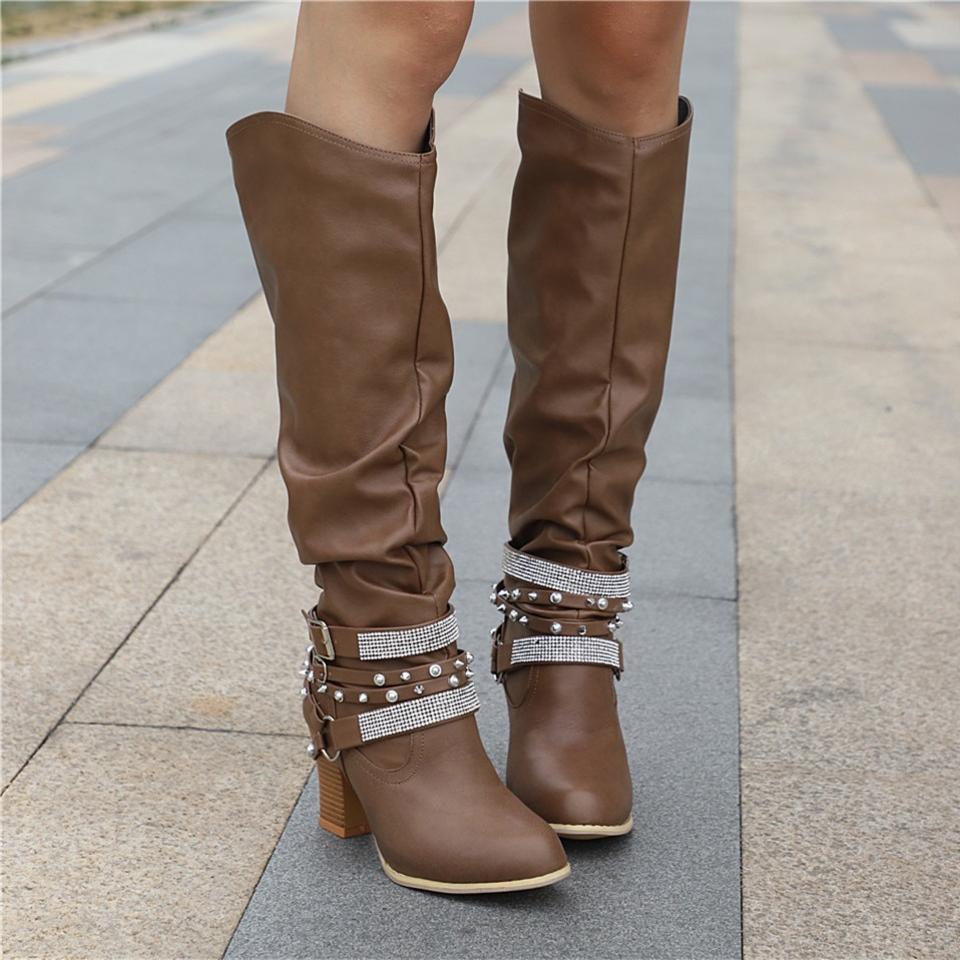 Women's Knee-High Slouchy Block Boots
