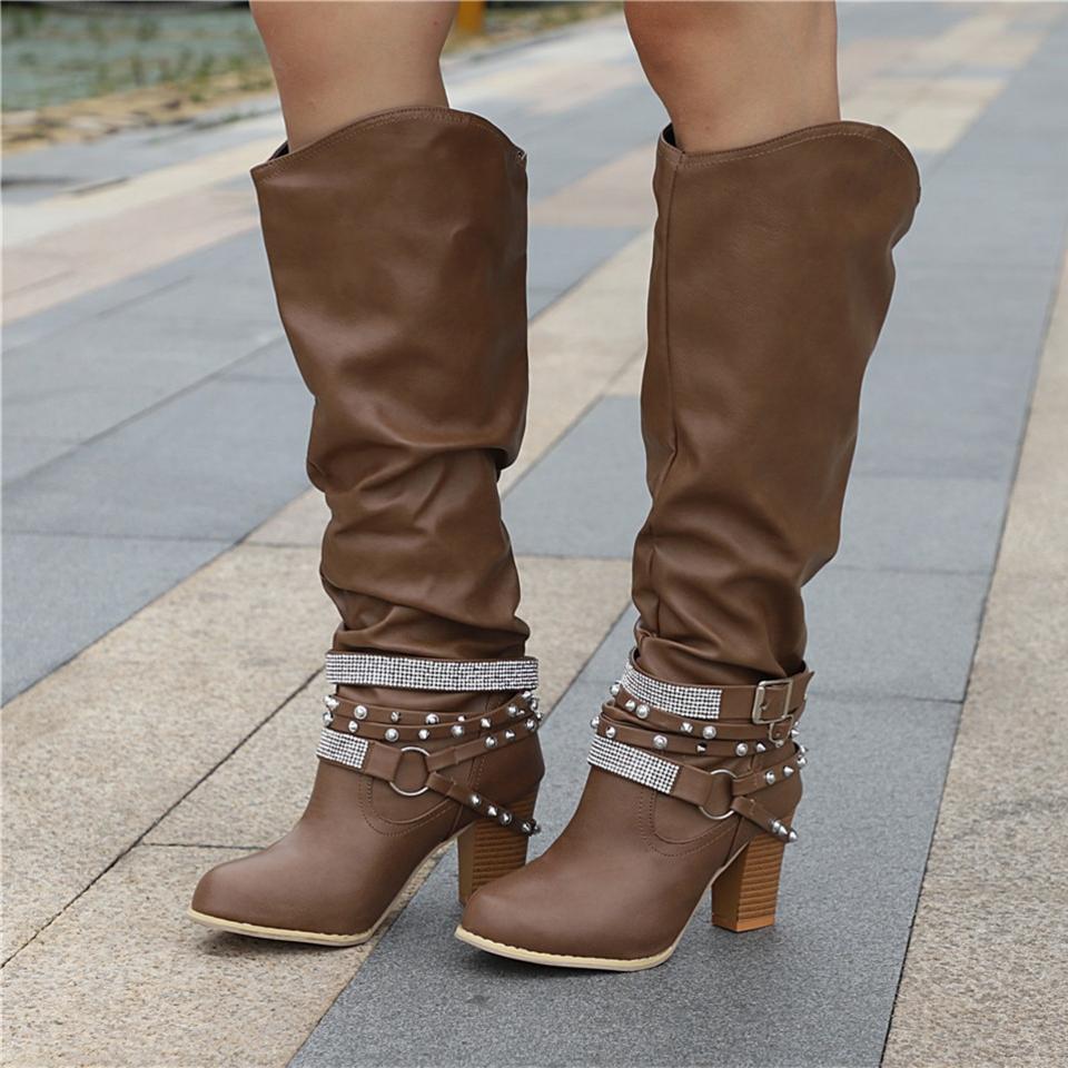 Women's Knee-High Slouchy Block Boots