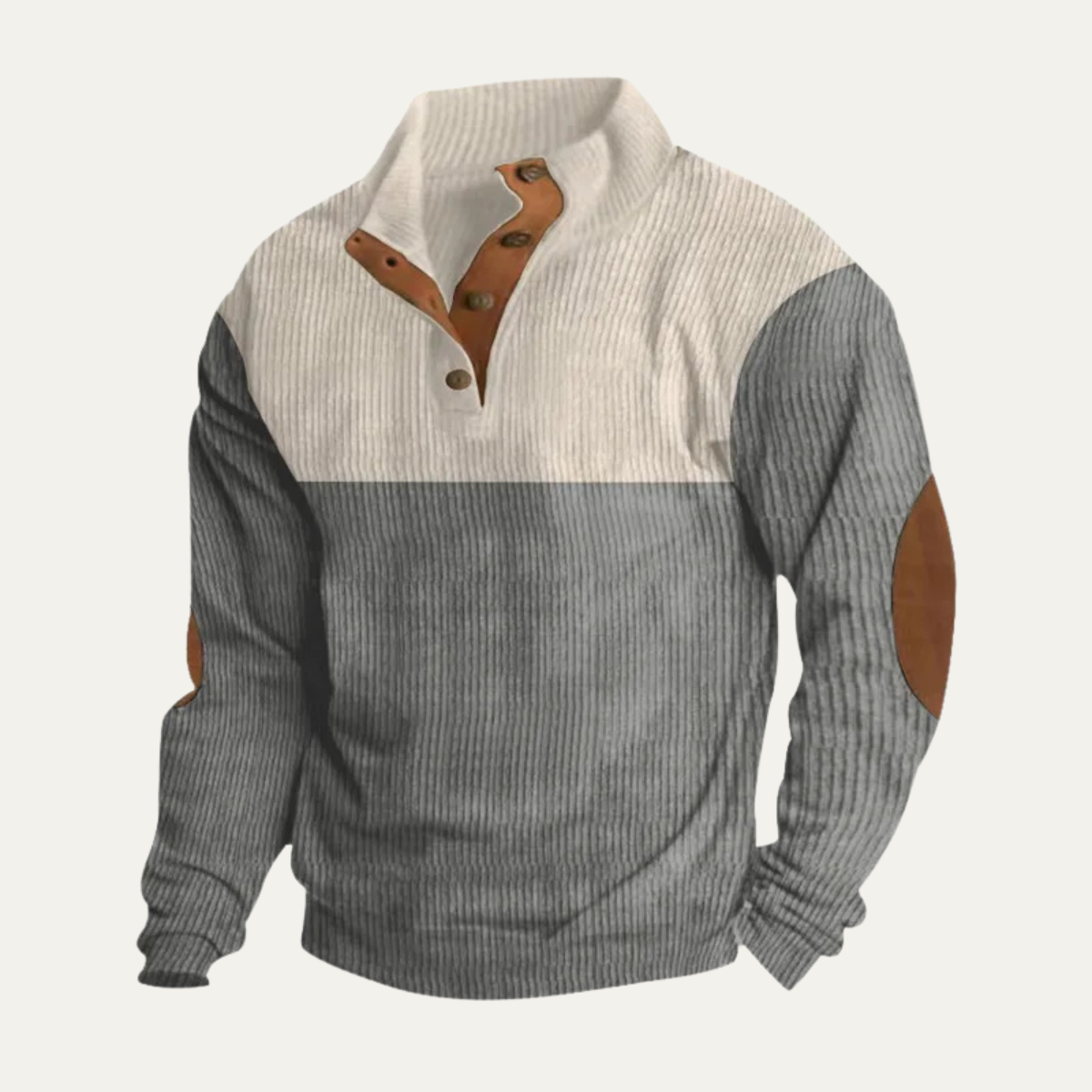 Men's Corduroy Sweater Elbow Patches Two Tone