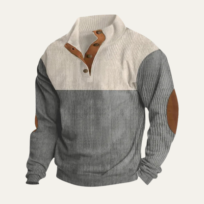 Men's Corduroy Sweater Elbow Patches Two Tone