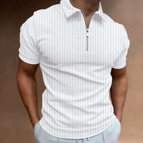 Men's Muscle Fit Polo Shirt Zip Front