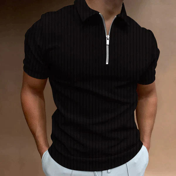 Men's Muscle Fit Polo Shirt Zip Front