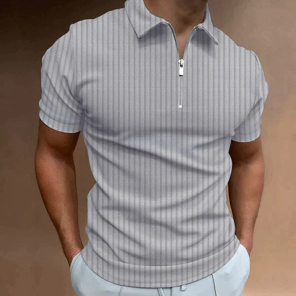 Men's Muscle Fit Polo Shirt Zip Front
