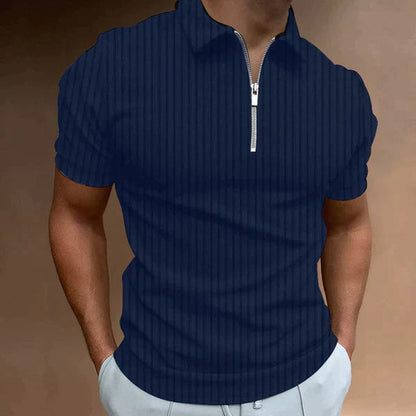 Men's Muscle Fit Polo Shirt Zip Front - Fashinoza