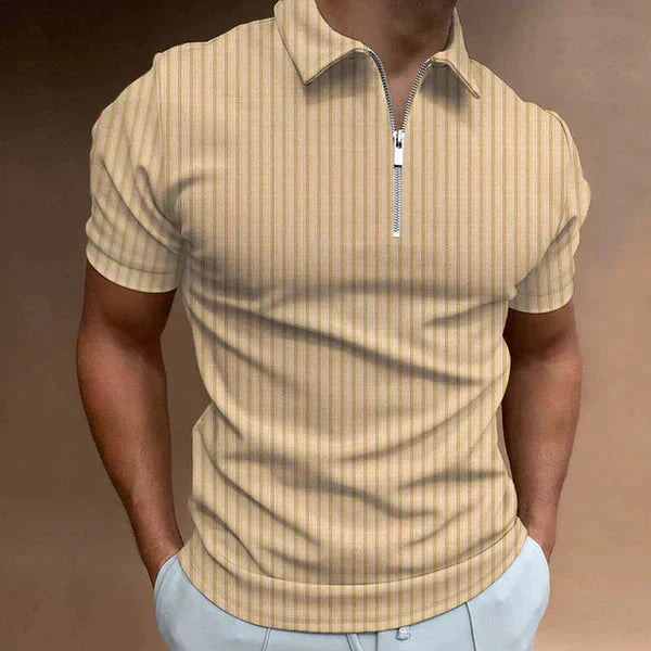 Men's Muscle Fit Polo Shirt Zip Front