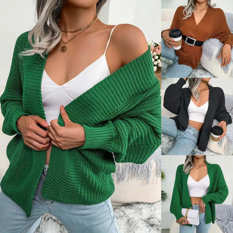 Women's Knit Cardigan Long Sleeve Open Front Cozy Sweater