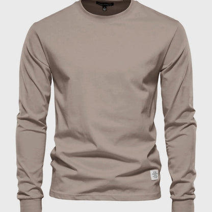 Men's Cotton Long Sleeve Shirt Round Neck - Fashinoza