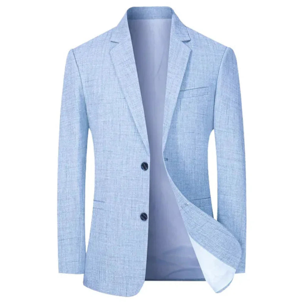 Men's Wool Blazer Navy Blue - Fashinoza