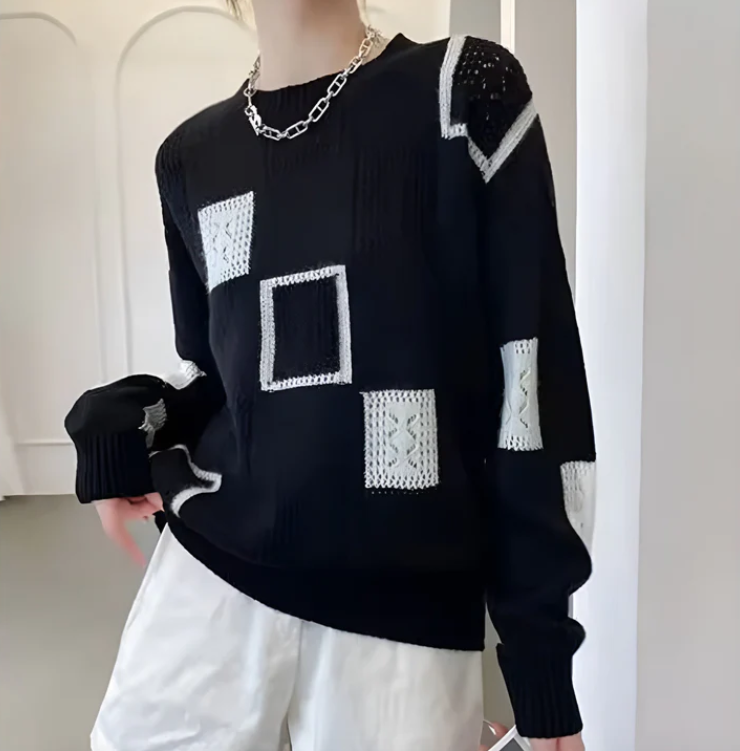 Women's Patchwork Crewneck Sweater