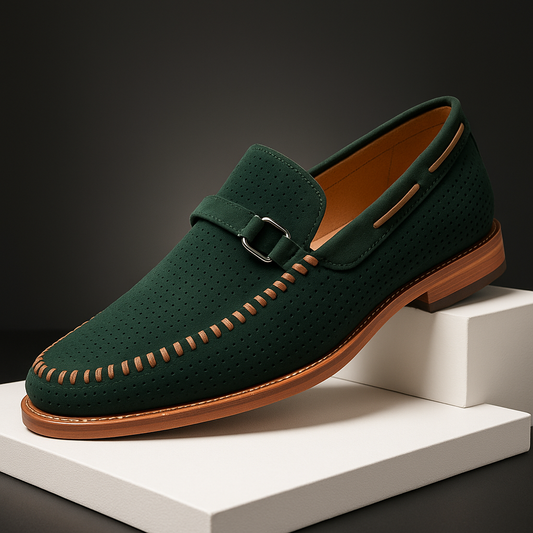 Men's Perforated Loafers Leather Smart Casual Comfort Shoes - 
Fashinoza