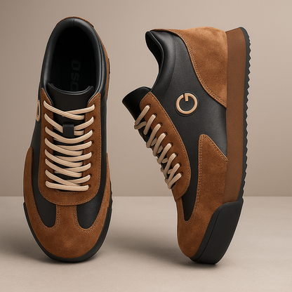Men's Lace-Up Sneakers Contrast Panels - Fashinoza