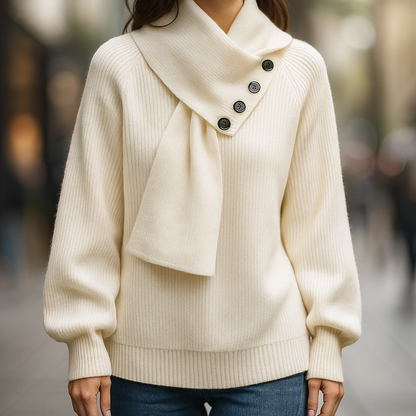 Women's Cozy Sweater Scarf Neck Design