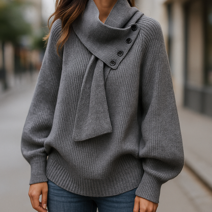 Women's Cozy Sweater Scarf Neck Design