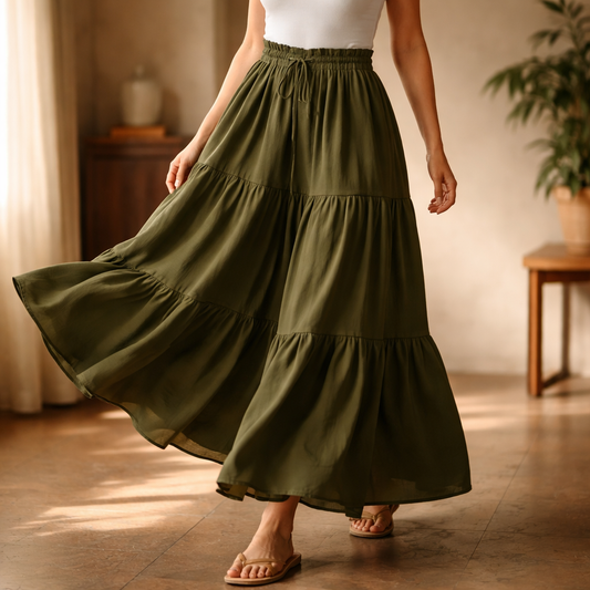 Women's Flowy A-Line Ruffle Skirt - 
Fashinoza