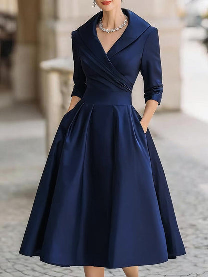 Women's Elegant Midi Dress - Fashinoza