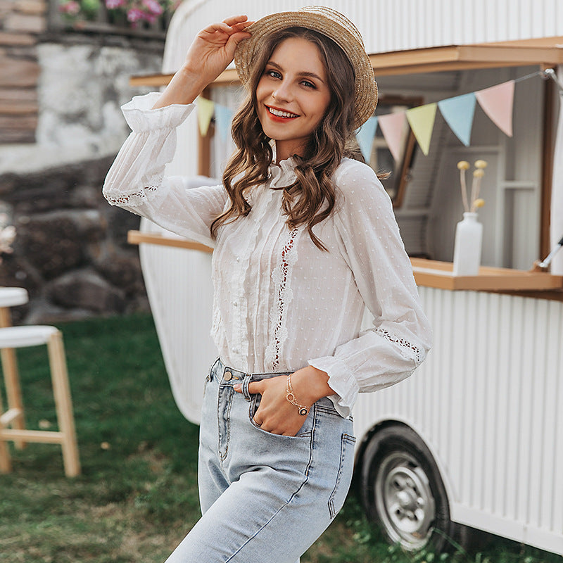 Lightweight Puff Sleeve Blouse for Women – Elegant White Summer Top Caliboot