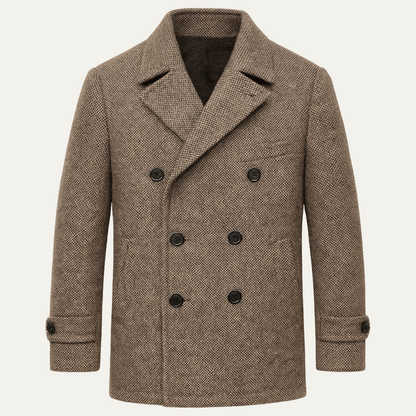 Men's Wool Herringbone Blazer Brown - Fashinoza