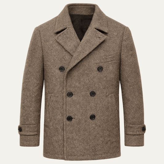 Men's Wool Herringbone Blazer Brown - Fashinoza