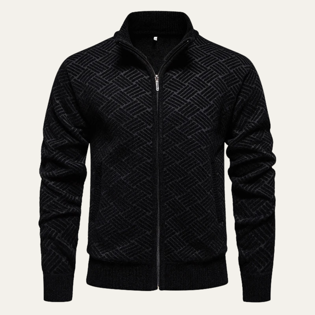 Dundee Men's Knit Cardigan Textured Warm Beige - Fashinoza
