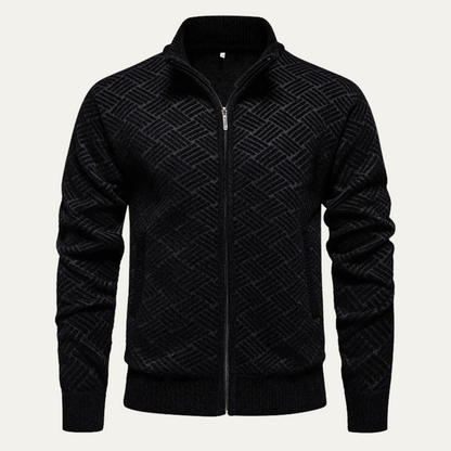 Dundee Men's Knit Cardigan Textured Warm Beige - Fashinoza